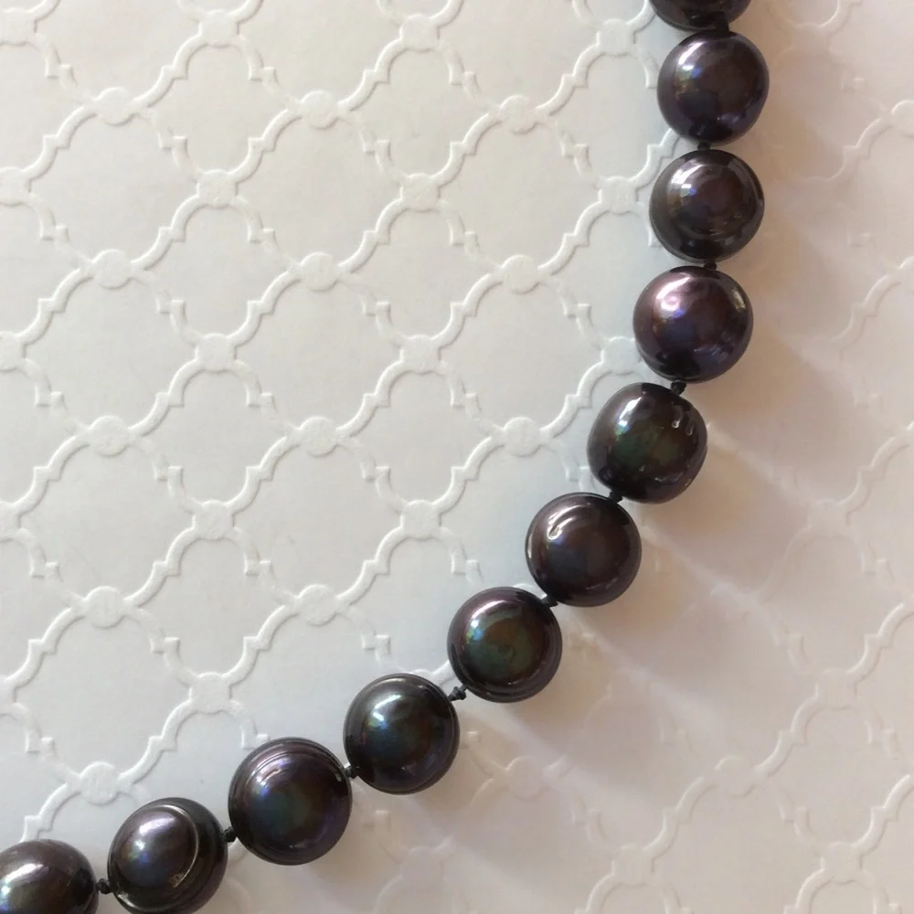 11mm Iridescent Tahitian Pearl Strand Sterling Silver - Picture 8 of 13